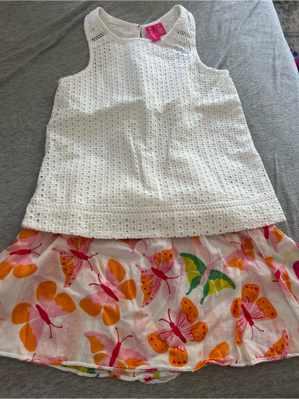 Lilly Pulitzer White Eyelet Tank Top with Butterfly Skirt Set 5T/5